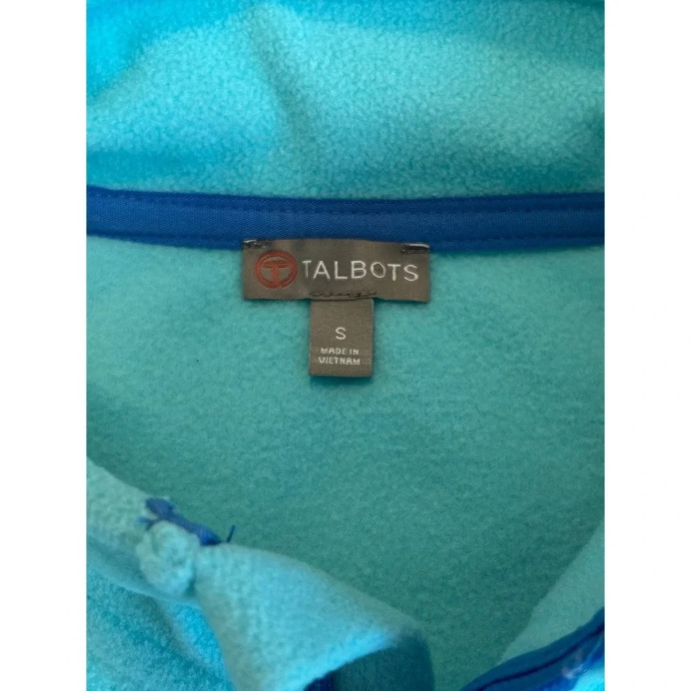 T by Talbots Womens Teal Blue Fleece Zip Up Front Pockets Vest Size‎ Small